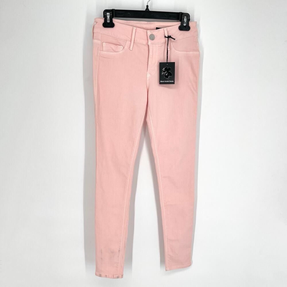 Black Orchid Denim NEW Pink Black Jewel Mid Rise Jegging Jeans Sz 27 Stretch